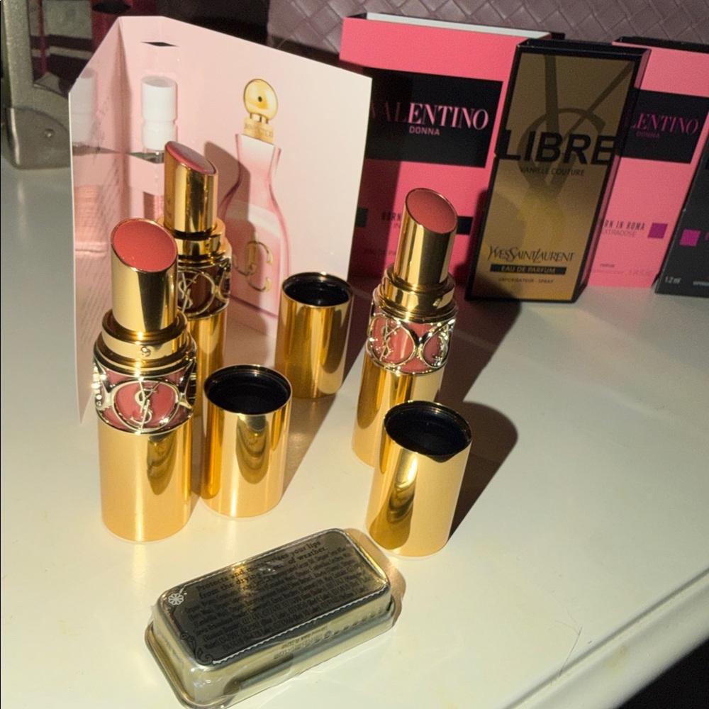 YSL, Valentino, Jimmy Choo Set with Woven Beauty Bag - Picture 3 of 5